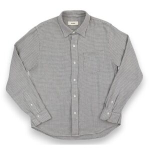 Buck Mason Shirt Mens Large Gray Houndstooth Flannel Button Up Long Sleeve